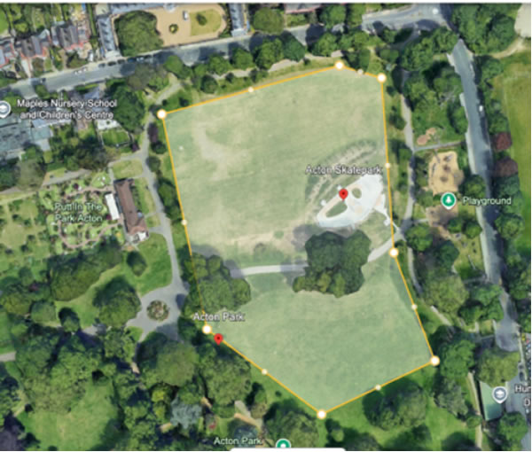 The area of the park that would be taken up during the event