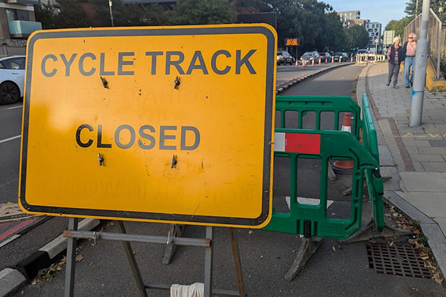 Cycle track closed 