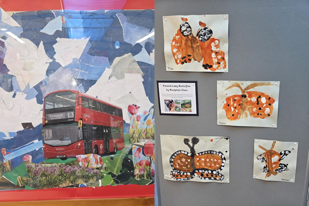 Examples of the artwork at the Cavendish Primary Summer Exhibition 