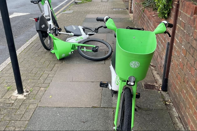 State of Lime Bikes blocking pavements