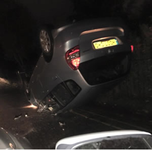 Car Overturns On Chiswick Mall 