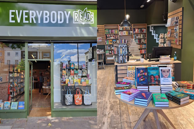 The front and the interior of the new book shop in Chiswick
