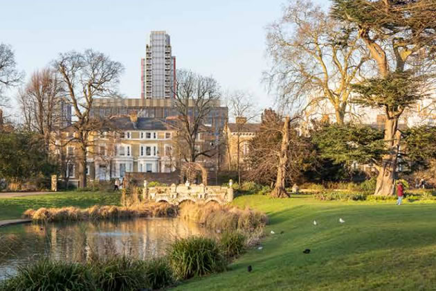CGI of how the tall tower in the development would have looked from Walpole Park