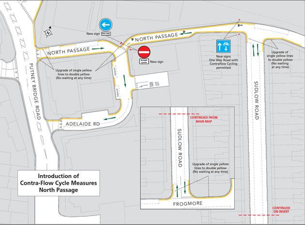 Contraflow scheme around North Passage
