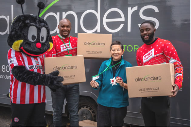 to r: Buzz Bee, Marcus Gayle, Martha Elsesser – FoodBox Volunteer and Gardener, Josh Dasilva. Picture: Richard Southgate