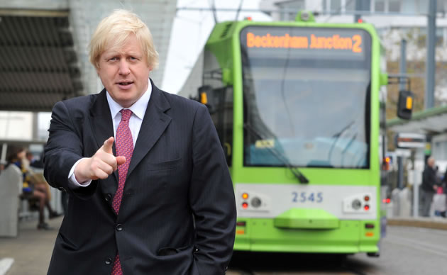 Boris Johnson with tram