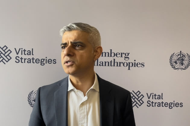 Sadiq Khan, pictured at the summit on Wednesday.
