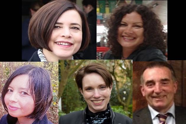 From top left clockwise: Sue Wixley, Leonie Cooper, Roger Gravett, Louise Calland, Pippa Maslin