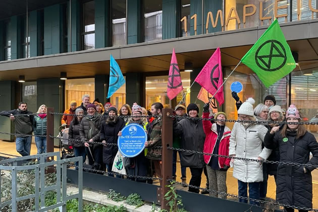 Protestors assemble where the Wandle emerges by Southside 