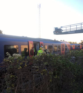 Derailed train